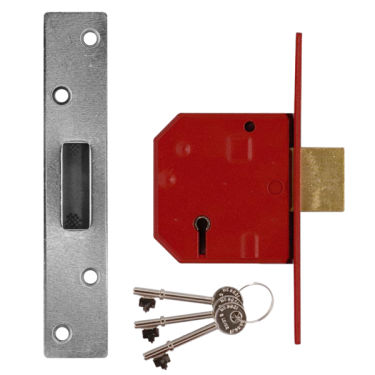 Click Here To Enlarge This Photo Of L12476 - UNION 2134E BS 5 Lever Deadlock 67mm Satin Chrome Keyed Alike