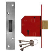 L12464 - UNION 2134E BS 5 Lever Deadlock 67mm Satin Chrome Keyed to Differ