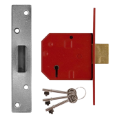 L12466 - UNION 2134E BS 5 Lever Deadlock 80mm Satin Chrome Keyed to Differ