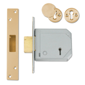 L12085 - UNION C-Series 3G114E BS 5 Lever Deadlock 80mm Polished Brass Keyed Alike