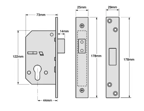 Click Here To Enlarge This Photo Of L30005 - UNION C-Series 3C10 Euro Deadcase 73mm Polished Brass