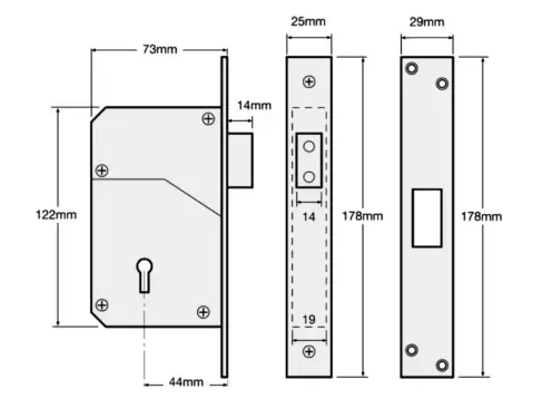 Click Here To Enlarge This Photo Of 200 - UNION C-Series 3G110 Detainer Deadlock 73mm Satin Chrome Keyed to Differ
