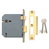 9971 - UNION 2277 3 Lever Sashlock 100mm Polished Brass Keyed to Differ