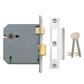 3887 - UNION 2277 3 Lever Sashlock 100mm Satin Chrome Keyed to Differ