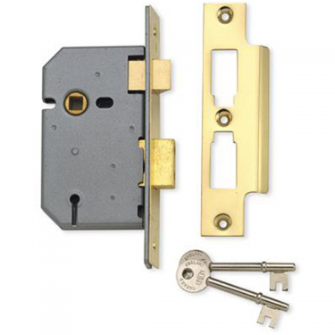 Click Here To Enlarge This Photo Of L3832 - UNION 2277 3 Lever Sashlock 64mm Polished Brass Keyed Alike
