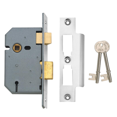 Click Here To Enlarge This Photo Of 3884 - UNION 2277 3 Lever Sashlock 64mm Satin Chrome Keyed Alike
