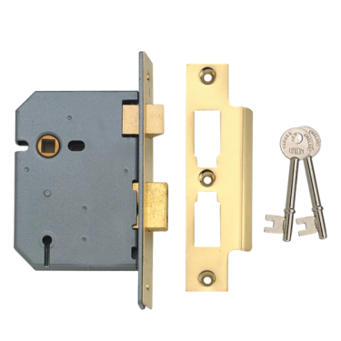 Click Here To Enlarge This Photo Of 2361 - UNION 2277 3 Lever Sashlock 75mm Polished Brass Keyed to Differ