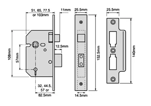 Click Here To Enlarge This Photo Of 2361 - UNION 2277 3 Lever Sashlock 75mm Polished Brass Keyed to Differ