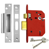 L19745 - UNION J2205 StrongBOLT 5 Lever Sashlock 75mm Stainless Steel Keyed to Differ