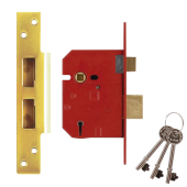 L12484 - UNION 2234E BS 5 Lever Sashlock 67mm Polished Brass Keyed Alike