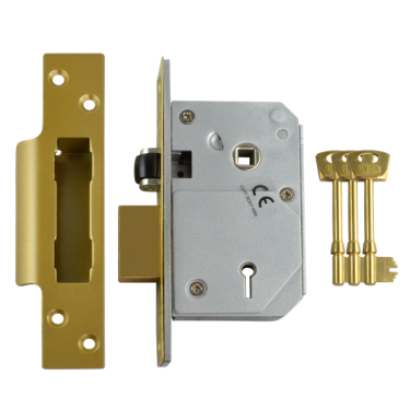 Click Here To Enlarge This Photo Of L12089 - UNION C-Series 3K74E BS 5 Lever Sashlock 67mm Polished Brass Keyed to Differ