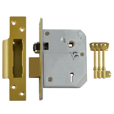 Click Here To Enlarge This Photo Of L12093 - UNION C-Series 3K74E BS 5 Lever Sashlock 80mm Polished Brass Keyed to Differ