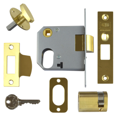 Click Here To Enlarge This Photo Of 7940 - UNION 2332 Oval Nightlatch Case 76mm Polished Brass c/w Oval cylinder and thumbturn