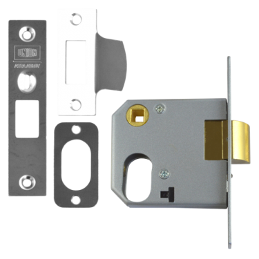 Click Here To Enlarge This Photo Of L8966 - UNION 2332 Oval Nightlatch Case 76mm Satin Chrome (CASE ONLY)