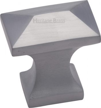 Click Here To Enlarge This Photo Of C2232-SC Heritage Brass Cabinet Knob Pyramid Design 35mm Satin Chrome Finish