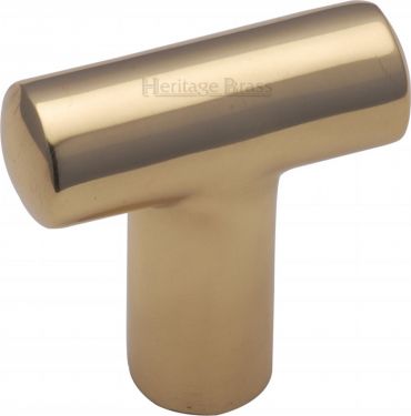Click Here To Enlarge This Photo Of C2234-PB Heritage Brass Cabinet Knob T Shaped 35mm Polished Brass Finish