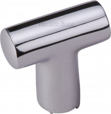 Click Here To Enlarge This Photo Of C2234-PC Heritage Brass Cabinet Knob T Shaped 35mm Polished Chrome Finish
