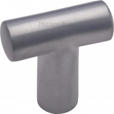 Click Here To Enlarge This Photo Of C2234-SC Heritage Brass Cabinet Knob T Shaped 35mm Satin Chrome Finish