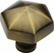 C2238-AT Heritage Brass Cabinet Knob Classic Hexagon Design 32mm Antique Brass Finish