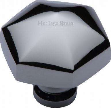 Click Here To Enlarge This Photo Of C2238-PC Heritage Brass Cabinet Knob Classic Hexagon Design 32mm Polished Chrome Finish