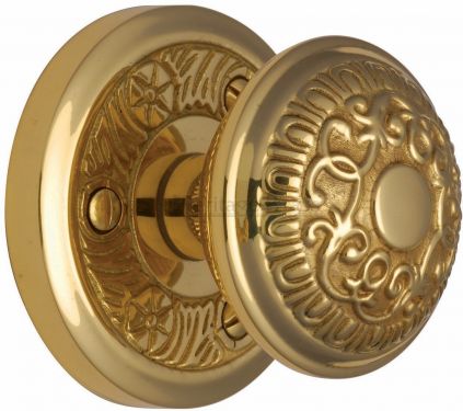 Click Here To Enlarge This Photo Of AYD1324-PB Heritage Brass Mortice Knob on Rose Aydon Design Polished Brass Finish