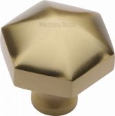 C2238-SB Heritage Brass Cabinet Knob Classic Hexagon Design 32mm Satin Brass Finish