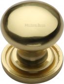 C2240 25-PB Heritage Brass Cabinet Knob Victorian Round Design with Base 25mm Polished Brass Finish