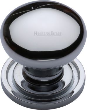 Click Here To Enlarge This Photo Of C2240 25-PC Heritage Brass Cabinet Knob Victorian Round Design with Base 25mm Polished Chrome Finish