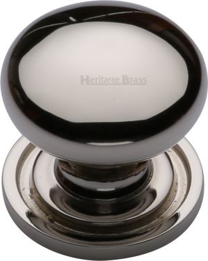 Click Here To Enlarge This Photo Of C2240 25-PNF Heritage Brass Cabinet Knob Victorian Round Design with Base 25mm Polished Nickel Finish