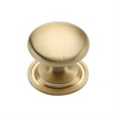 C2240 25-SB Heritage Brass Cabinet Knob Victorian Round Design with Base 25mm Satin Brass Finish