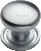 C2240 25-SC Heritage Brass Cabinet Knob Victorian Round Design with Base 25mm Satin Chrome Finish