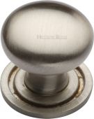 C2240 25-SN Heritage Brass Cabinet Knob Victorian Round Design with Base 25mm Satin Nickel Finish