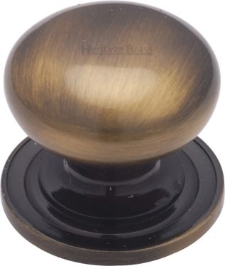 Click Here To Enlarge This Photo Of C2240 32-AT Heritage Brass Cabinet Knob Victorian Round Design with Base 32mm Antique Brass Finish