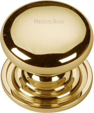 Click Here To Enlarge This Photo Of C2240 32-PB Heritage Brass Cabinet Knob Victorian Round Design with Base 32mm Polished Brass Finish