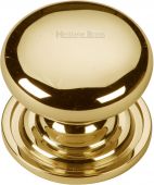 C2240 32-PB Heritage Brass Cabinet Knob Victorian Round Design with Base 32mm Polished Brass Finish