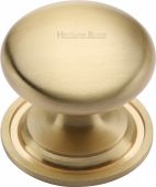 C2240 32-SB Heritage Brass Cabinet Knob Victorian Round Design with Base 32mm Satin Brass Finish