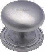 C2240 32-SC Heritage Brass Cabinet Knob Victorian Round Design with Base 32mm Satin Chrome Finish