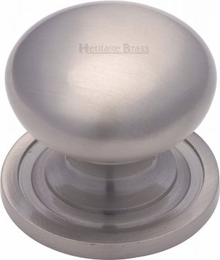 Click Here To Enlarge This Photo Of C2240 32-SN Heritage Brass Cabinet Knob Victorian Round Design with Base 32mm Satin Nickel Finish