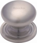 C2240 32-SN Heritage Brass Cabinet Knob Victorian Round Design with Base 32mm Satin Nickel Finish