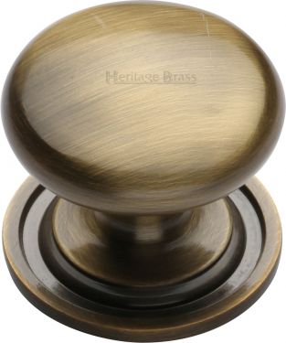 Click Here To Enlarge This Photo Of C2240 38-AT Heritage Brass Cabinet Knob Victorian Round Design with Base 38mm Antique Brass Finish