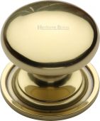 C2240 38-PB Heritage Brass Cabinet Knob Victorian Round Design with Base 38mm Polished Brass Finish