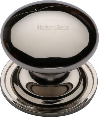 Click Here To Enlarge This Photo Of C2240 38-PNF Heritage Brass Cabinet Knob Victorian Round Design with Base 38mm Polished Nickel Finish