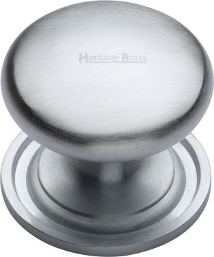 Click Here To Enlarge This Photo Of C2240 38-SC Heritage Brass Cabinet Knob Victorian Round Design with Base 38mm Satin Chrome Finish