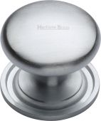 C2240 38-SC Heritage Brass Cabinet Knob Victorian Round Design with Base 38mm Satin Chrome Finish