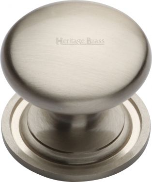 Click Here To Enlarge This Photo Of C2240 38-SN Heritage Brass Cabinet Knob Victorian Round Design with Base 38mm Satin Nickel Finish