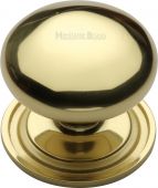 C2240 48-PB Heritage Brass Cabinet Knob Victorian Round Design with Base 48mm Polished Brass Finish
