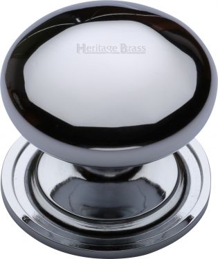 Click Here To Enlarge This Photo Of C2240 48-PC Heritage Brass Cabinet Knob Victorian Round Design with Base 48mm Polished Chrome Finish