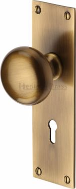 Click Here To Enlarge This Photo Of BAL8500-AT Heritage Brass Mortice Knob on Lock Plate Balmoral Design Antique Brass Finish