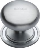 C2240 48-SC Heritage Brass Cabinet Knob Victorian Round Design with Base 48mm Satin Chrome Finish