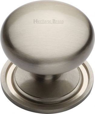 Click Here To Enlarge This Photo Of C2240 48-SN Heritage Brass Cabinet Knob Victorian Round Design with Base 48mm Satin Nickel Finish